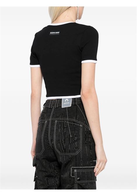 moon logo bicolor jersey ss cropped top MARINE SERRE | WTO087ACJER0008BK96